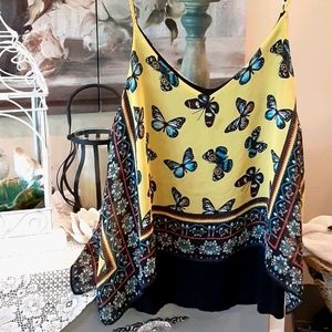BCX Butterfly Scarf Tank Sz M